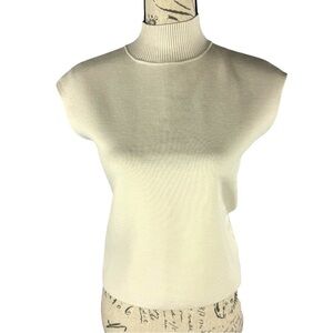 Express Womens Cream Sleeveless Turtleneck Sweater With Cut Out Back